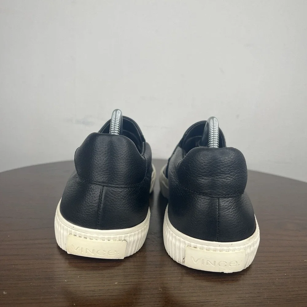 Vince Kirkland Shoes Women's 7M Black Leather Slip On Sneaker ‎ Elastic Band